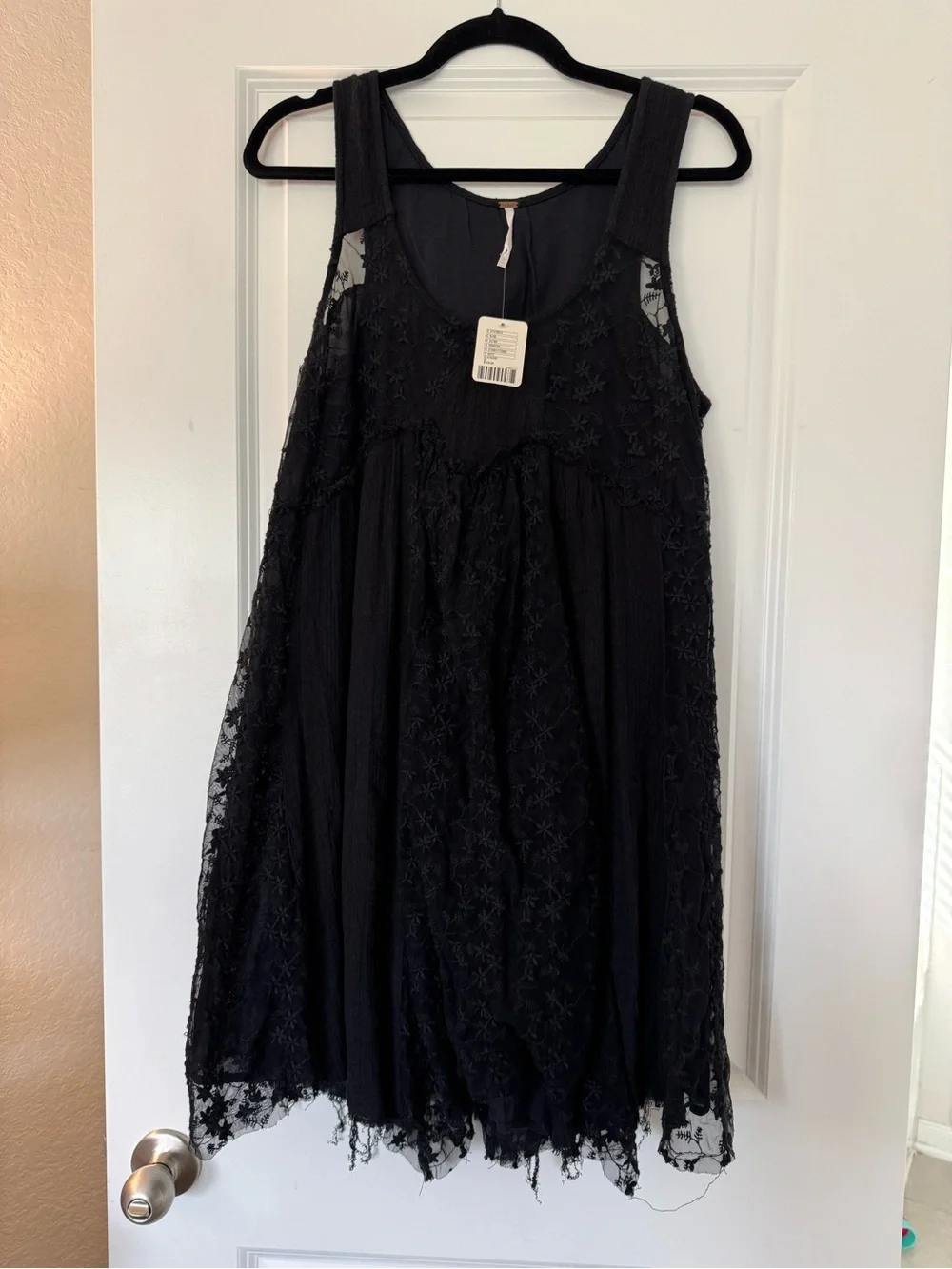 Free People Black Lace Overlay Sleeveless Dress